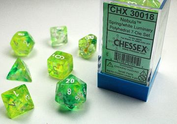 Chessex (30018): Polyhedral 7-Die Set: Nebula - Spring and White Luminary 