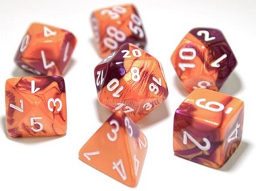 Chessex (30021): Polyhedral 7-Die Set: Gemini: Orange Purple/White 