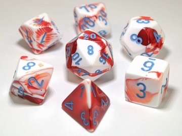 Chessex (30022): Polyhedral 7-Die Set: Gemini: Red White/Blue 