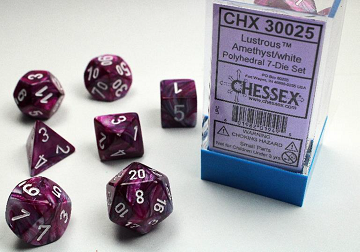 Chessex (30025): Polyhedral 7-Die Set: Lustrous - Amethyst and White 