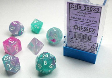 Chessex (30033): Polyhedral 7-Die Set: Nebula - Wisteria and White Luminary 