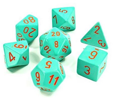 Chessex (30039): Polyhedral Heavy 7-Die Set: Turquoise/Orange 