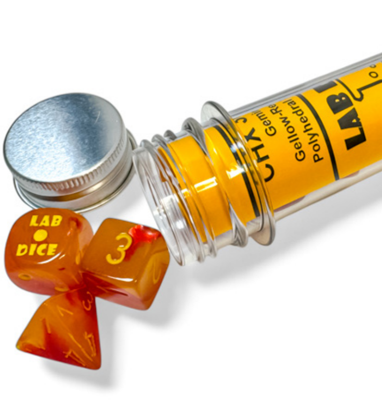 Chessex (30051): LAB DICE: Polyhedral 7-Die Set: Gemini: Luminary: Gellow (Red / Yellow) 