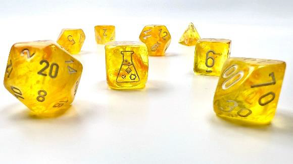 Chessex (30053): Polyhedral 7-Die Set: BOREALIS CANARY/WHITE LUMINARY  