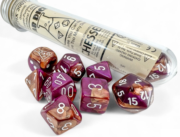 Chessex (30071): LAB DICE: Polyhedral 7-Die Set: Gemini (Purple/ White)   