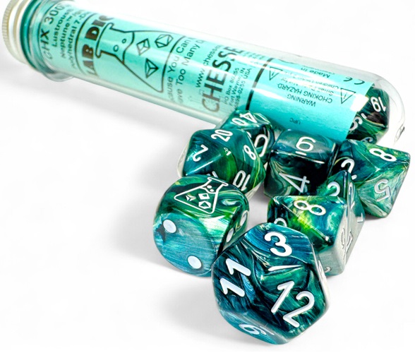 Chessex (30072): LAB DICE: Polyhedral 7-Die Set: Lustrous (Neptune / Grey)   