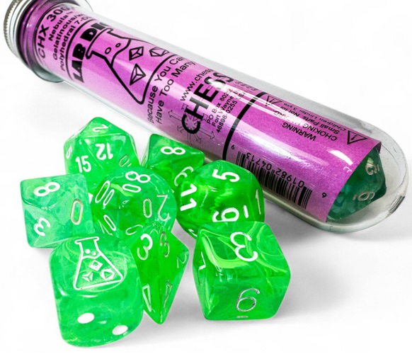 Chessex (30074): LAB DICE: Polyhedral 7-Die Set: Nebula (Gelatinous / White) 