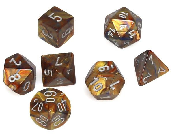 Chessex (CHX20493): Mini Polyhedral 7-Die Set: LUSTROUS: GOLD/SILVER 