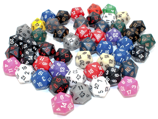Chessex: OPAQUE D20 BAG OF 50 ASSORTED 