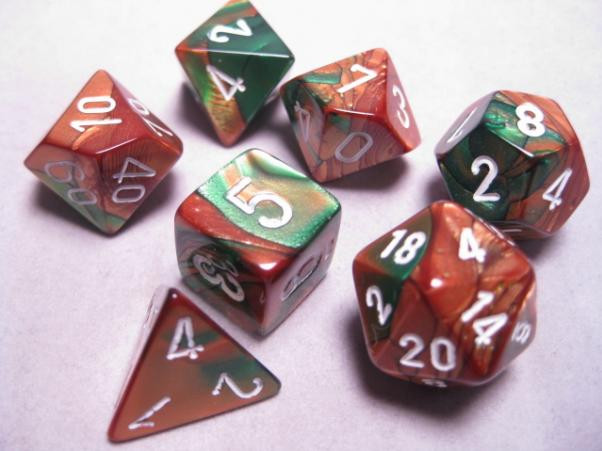 Chessex (26437): Polyhedral 7-Die Set: Gemini: Copper Green/White 