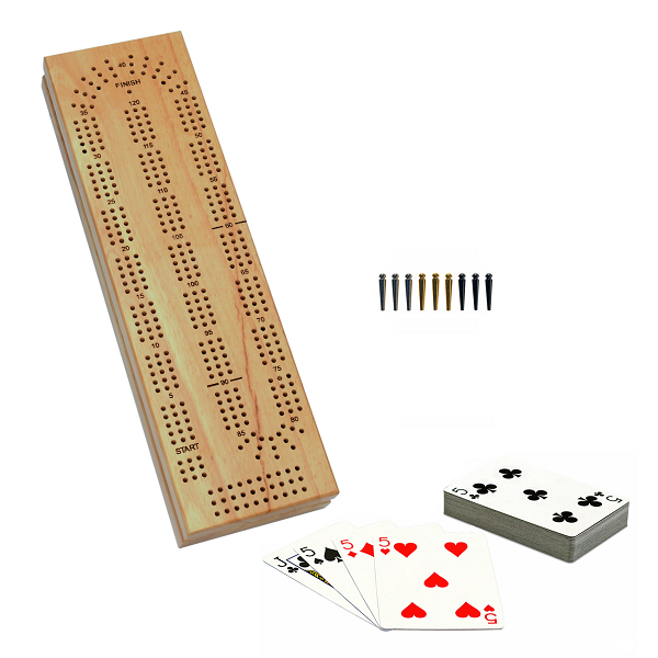 Cribbage: 3-Track, Wood With Storage 