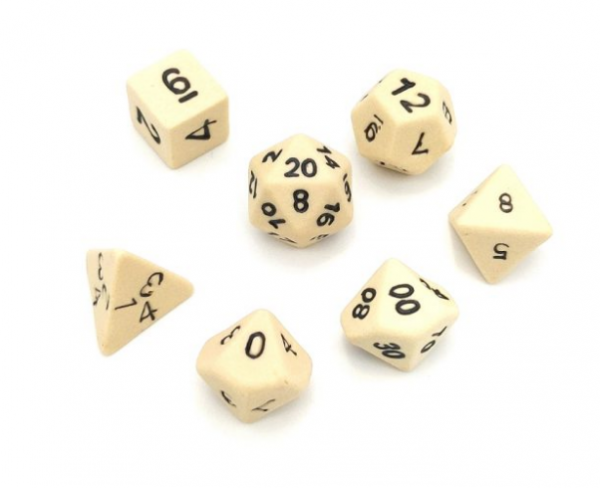 Crit Hit Ceramics (7 Dice): Skeleton Standard Set 