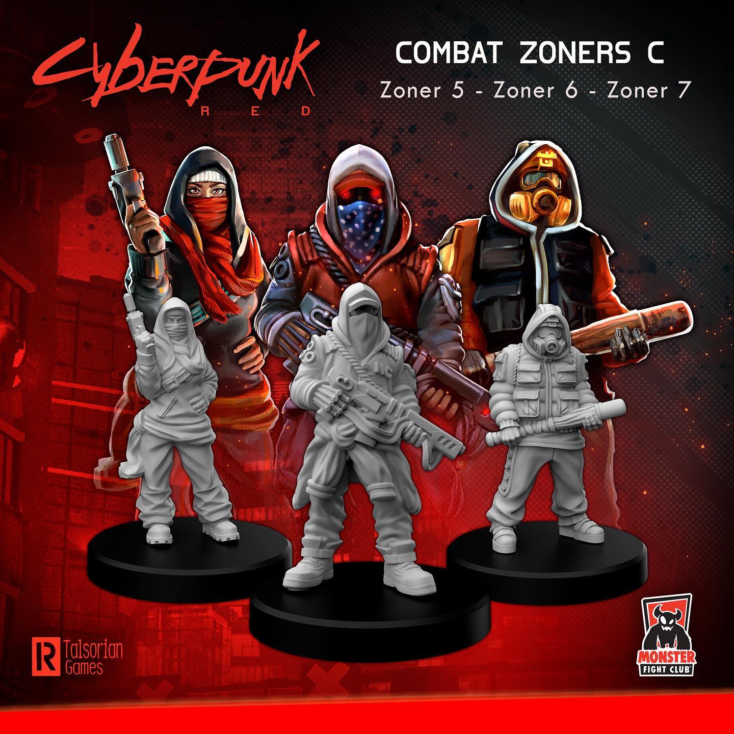 Cyberpunk Red Miniatures: Combat Zoners Set C (Zoner 5/Zoner 6/Zoner 7) 