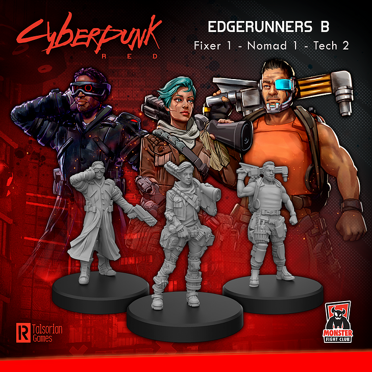 Cyberpunk Red Miniatures: Edgerunners Set B (Fixer/Nomed/Tech)  