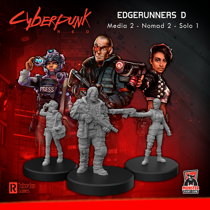 Cyberpunk Red Miniatures: Edgerunners Set D (Media/Nomad/Solo) 