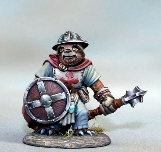 Dark Sword Miniatures: Critter Kingdoms- Sloth Cleric with Mace and Shield 