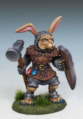 Dark Sword Miniatures: Critter Kingdoms- Rabbit Cleric with Warhammer and Shield 