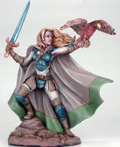 Dark Sword Miniatures: Visions in Fantasy: Female Ranger with Long Sword and Falcon Pet 