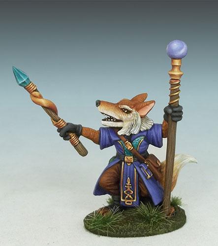 Dark Sword Miniatures: Critter Kingdoms- Fox Shaman with Staff and Wand 