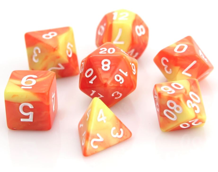 Die Hard: Poly RPG Dice Set:  Fireball 