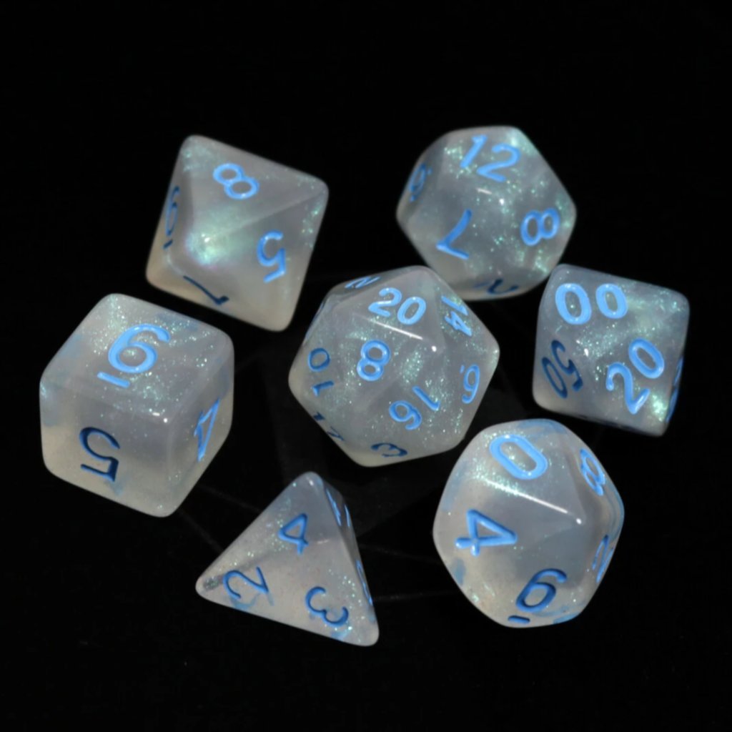 Die Hard: Poly RPG Dice Set: Glacial Moonstone w/ Blue 