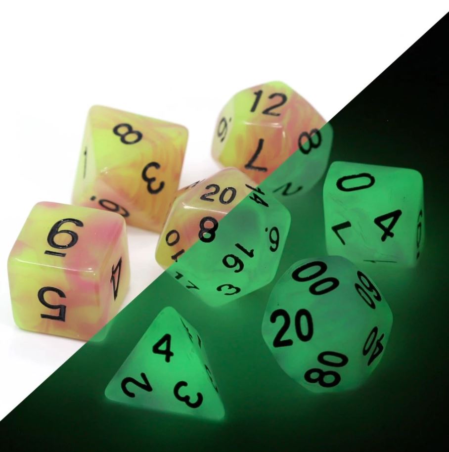 Die Hard: Poly RPG Dice Set:  Glow in the Dark - Astral Fire 
