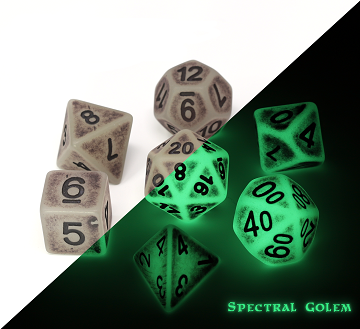 Die Hard: Poly RPG Dice Set: Glow in the Dark Spectral Golem 