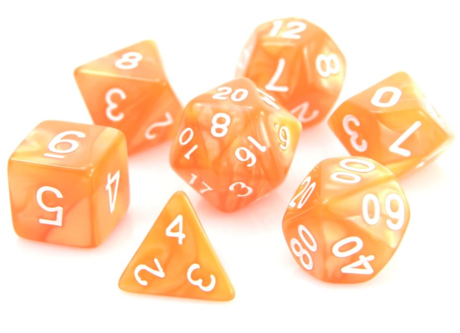 Die Hard: Poly RPG Dice Set: Orange Swirl w/ White 