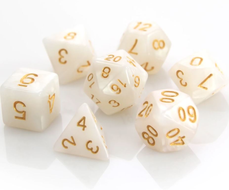 Die Hard: Poly RPG Dice Set: Pearl w/ Gold 