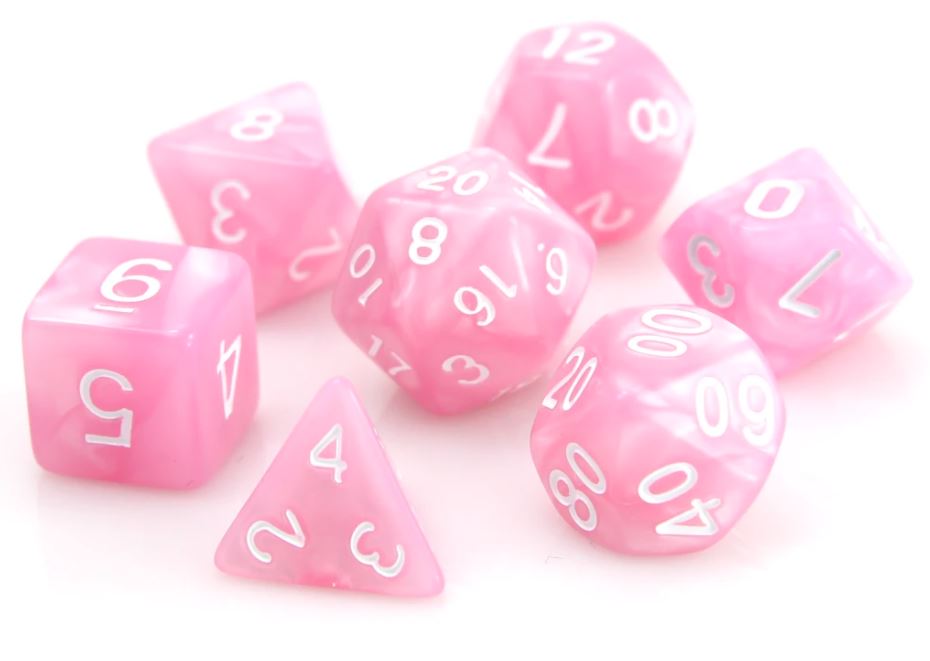 Die Hard: Poly RPG Dice Set: Pink Swirl w/ White 