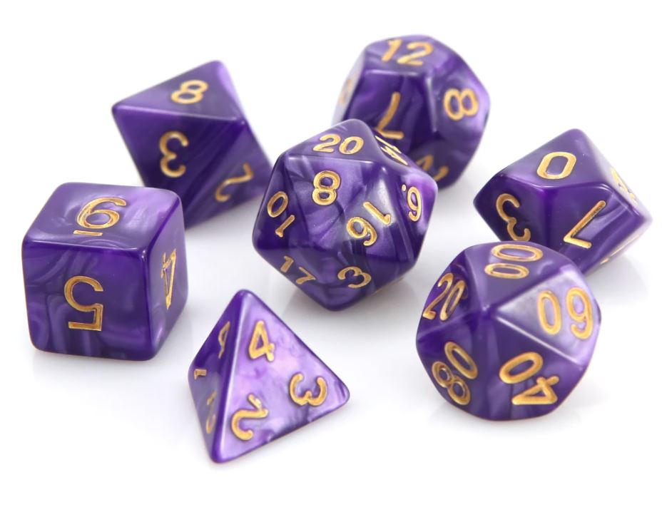 Die Hard: Poly RPG Dice Set: Purple Swirl w/ Gold 