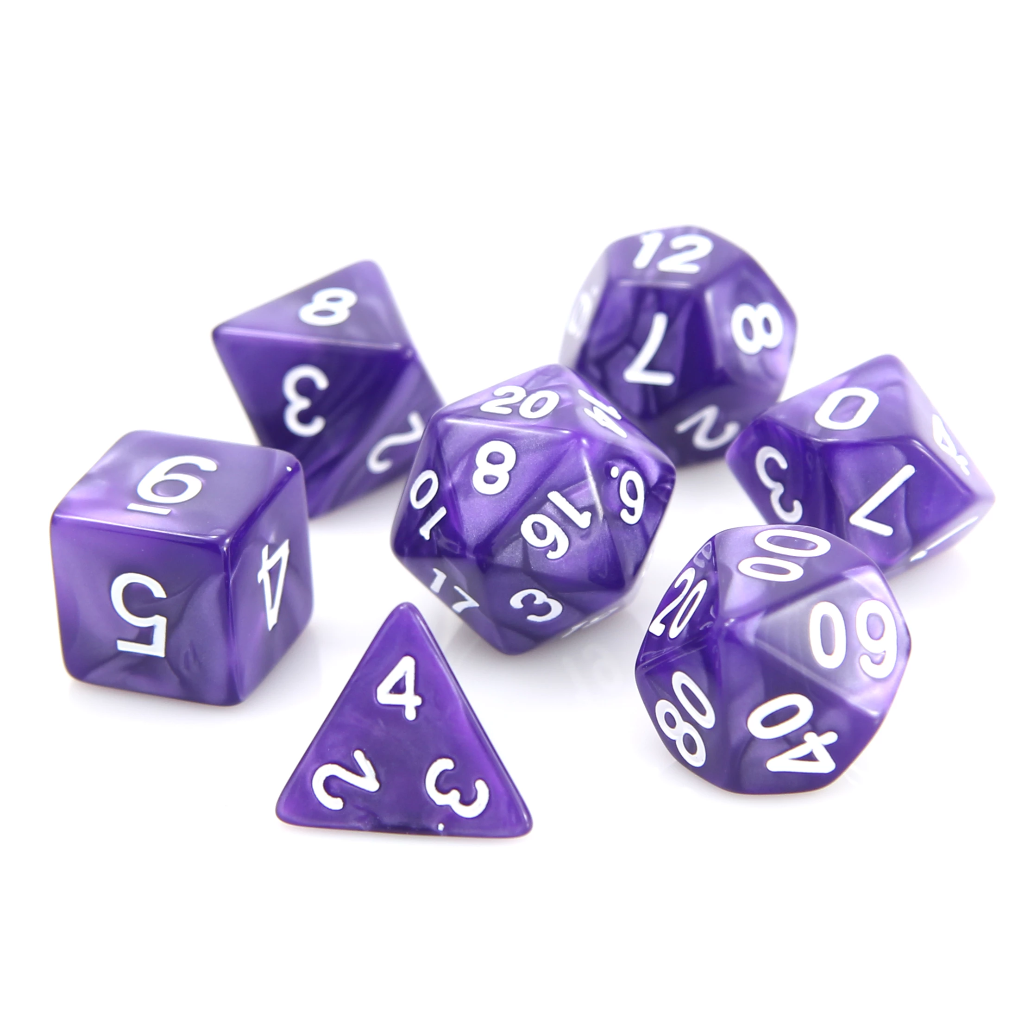 Die Hard: Poly RPG Dice Set: Purple Swirl w/ White 