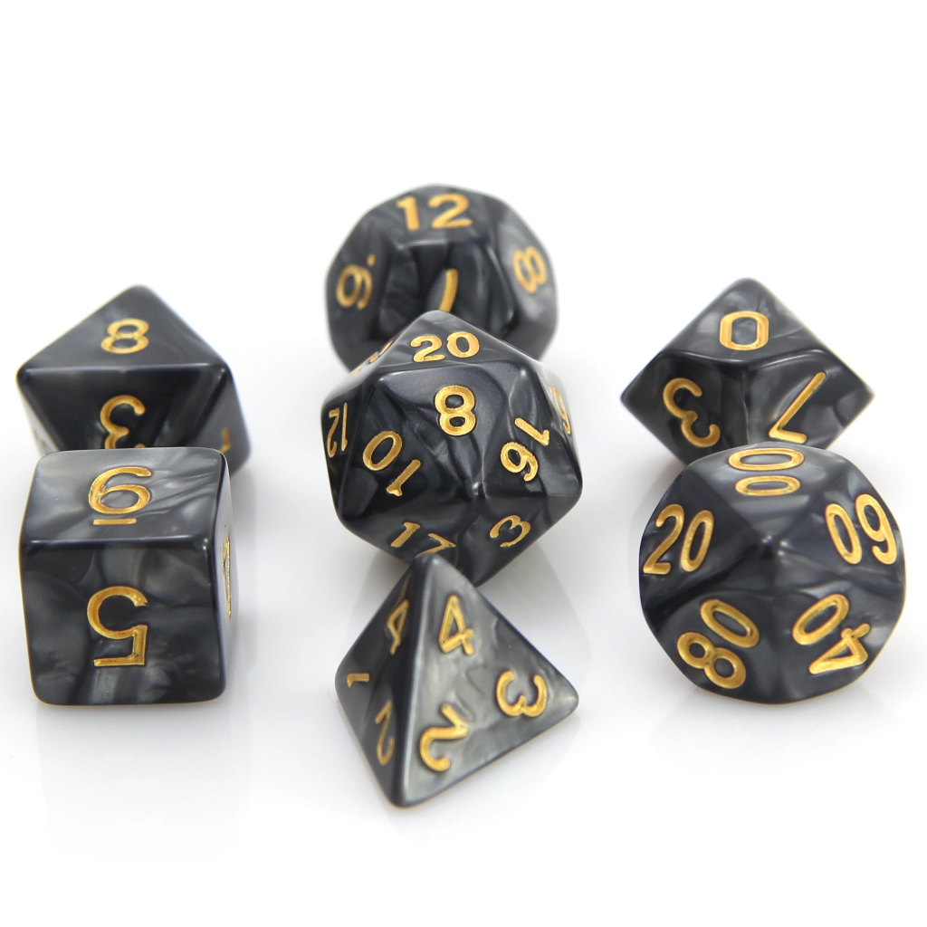 Die Hard: Poly RPG Dice Set: Smoke w/ Gold 