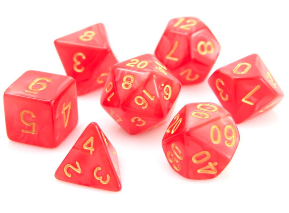 Die Hard: Poly RPG Dice Set: Red Swirl w/ Gold 
