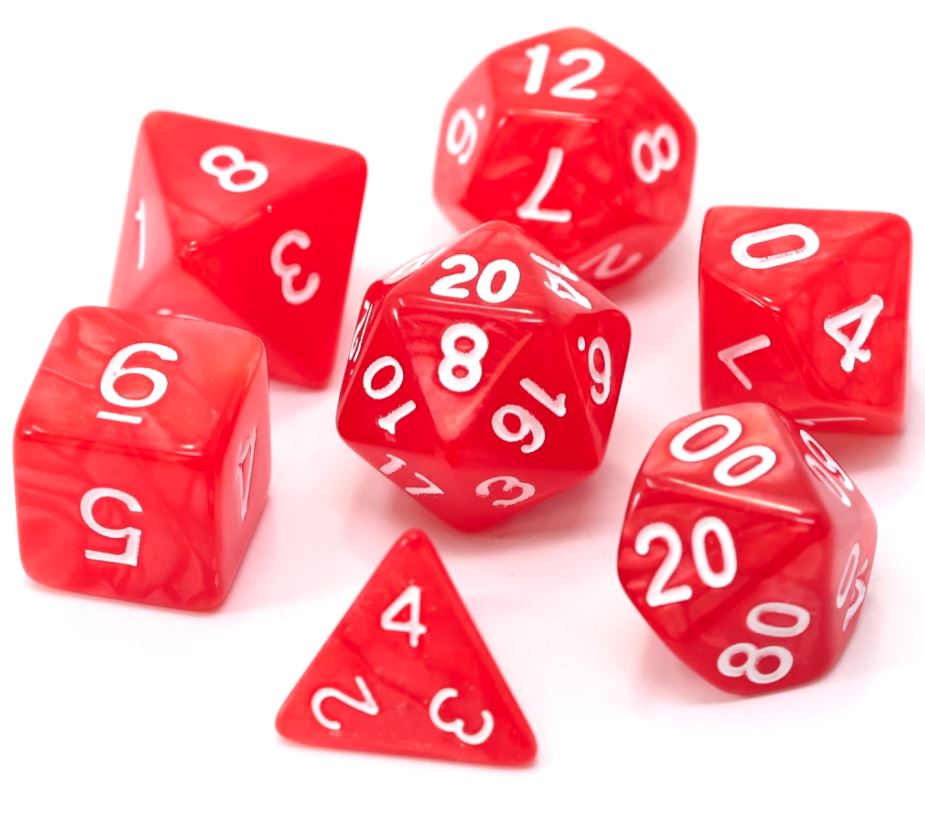 Die Hard: Poly RPG Dice Set: Red Swirl w/ White 