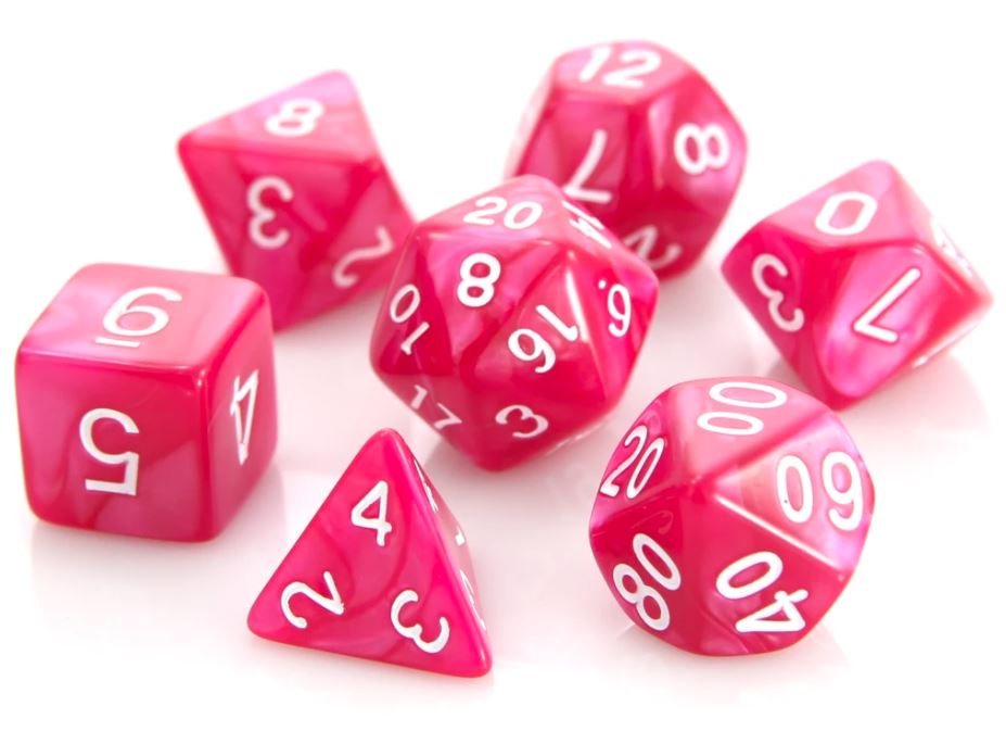 Die Hard: Poly RPG Dice Set: Rose Swirl w/ White 