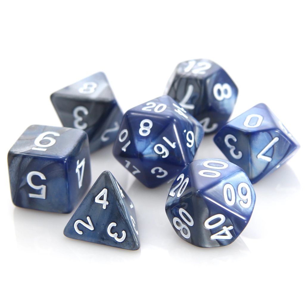Die Hard: Poly RPG Dice Set: Silver/Blue Alloy 