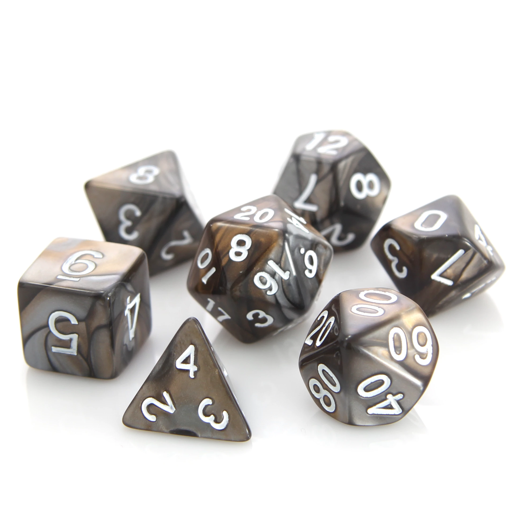 Die Hard: Poly RPG Dice Set: Silver/Gold Alloy 