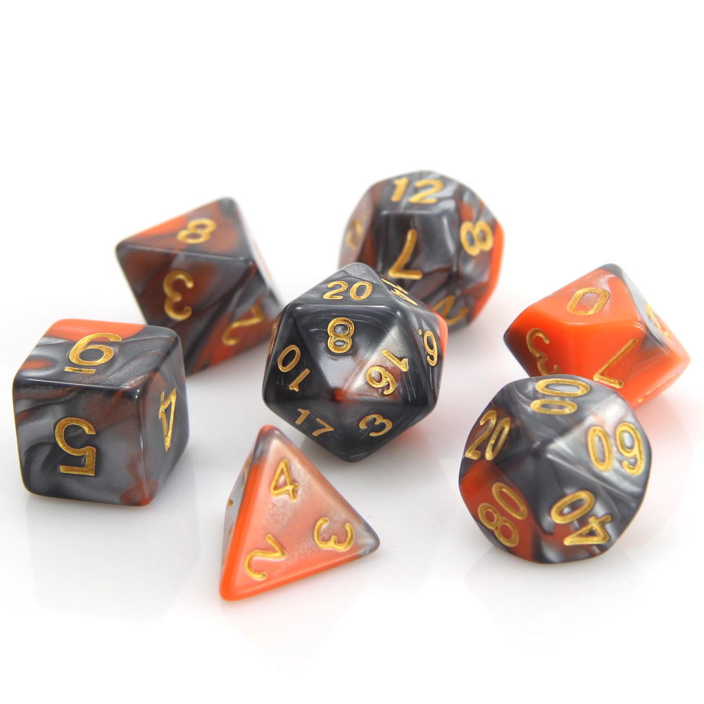 Die Hard: Poly RPG Dice Set: Silver/Orange Alloy 