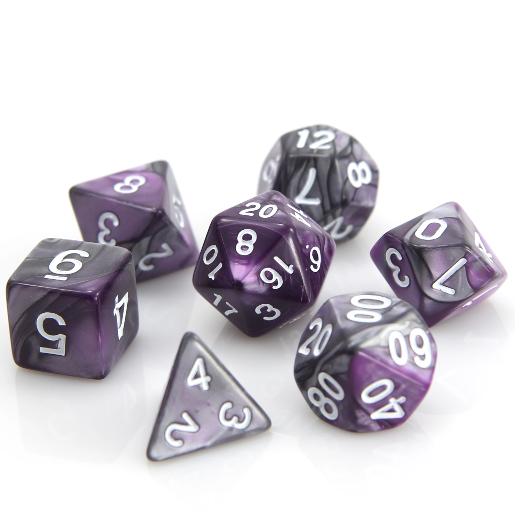 Die Hard: Poly RPG Dice Set: Silver/Purple Alloy 