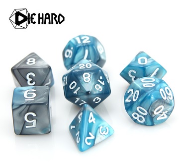 Die Hard: Poly RPG Dice Set: Silver and Turquoise Alloy 