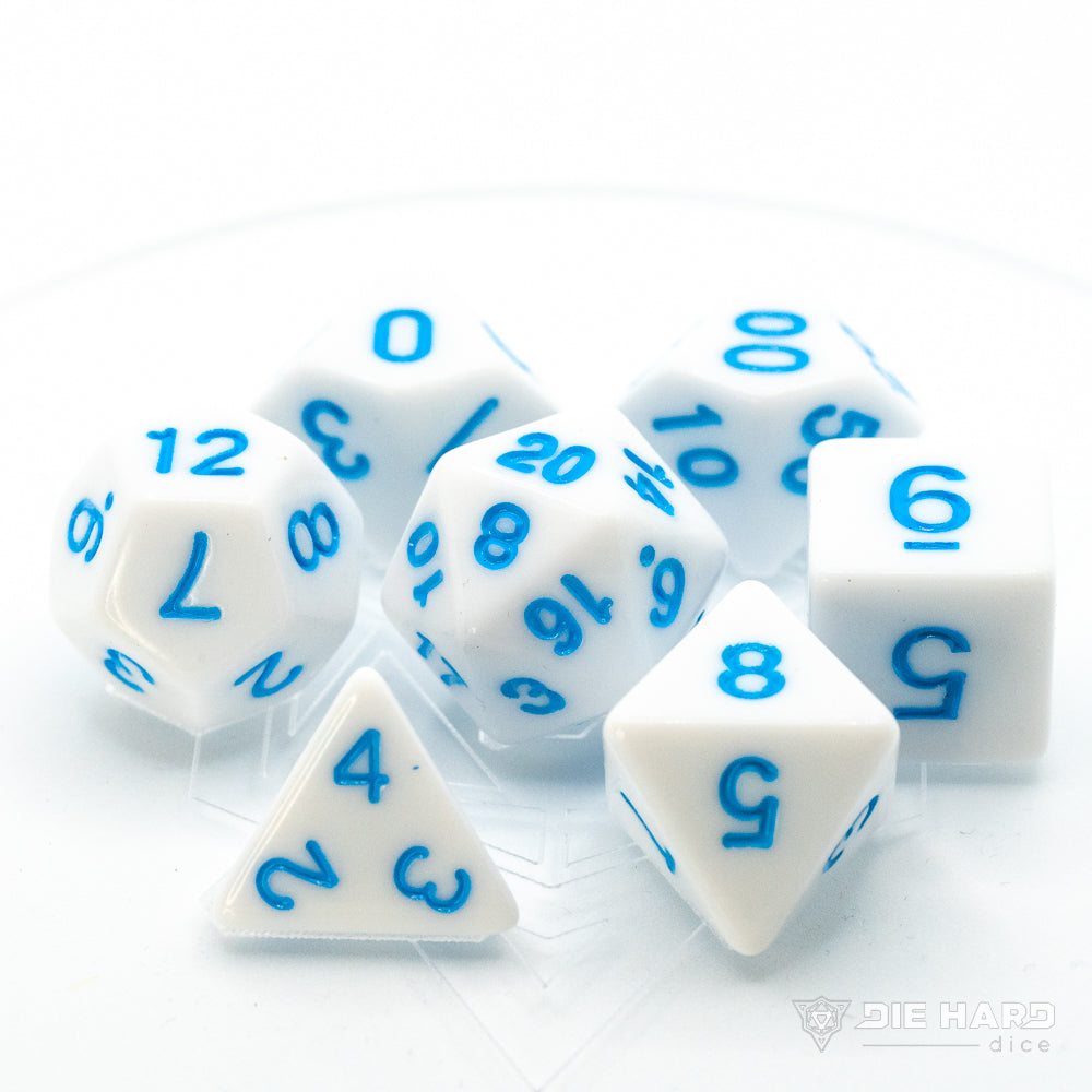 Die Hard: Poly RPG Dice Set: White w/ Pastel Blue 