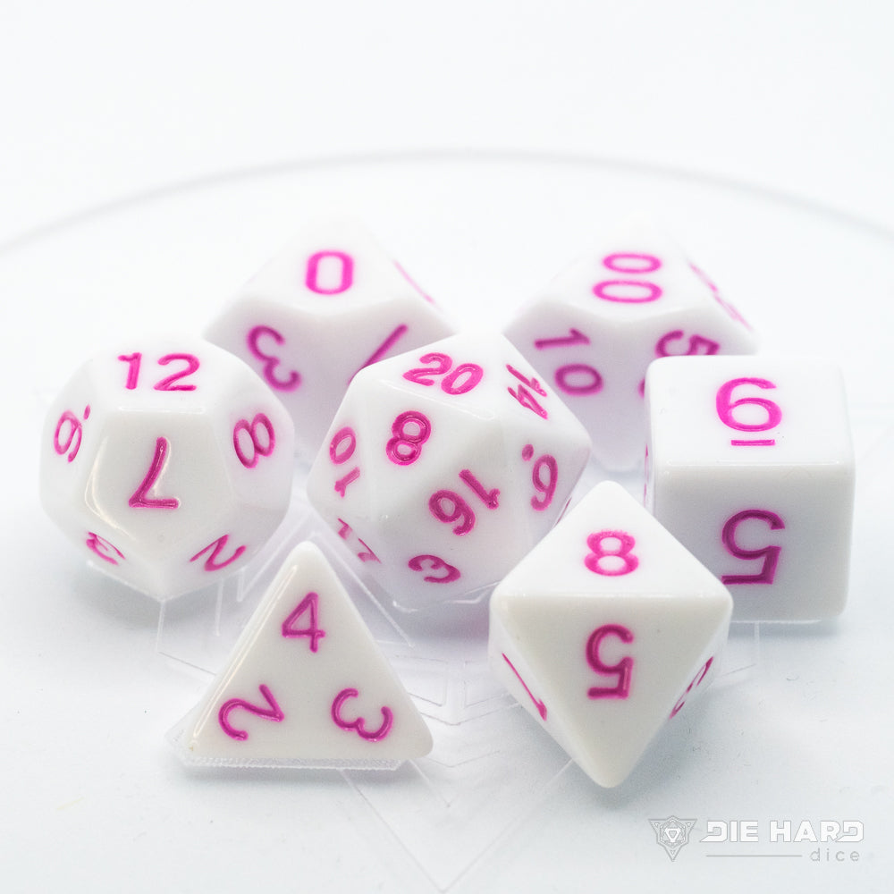 Die Hard: Poly RPG Dice Set: White w/ Pastel Magenta 