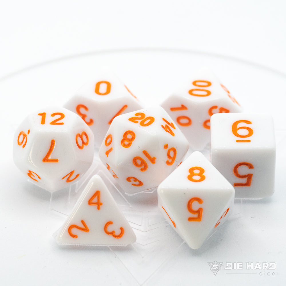 Die Hard: Poly RPG Dice Set: White w/ Pastel Orange 