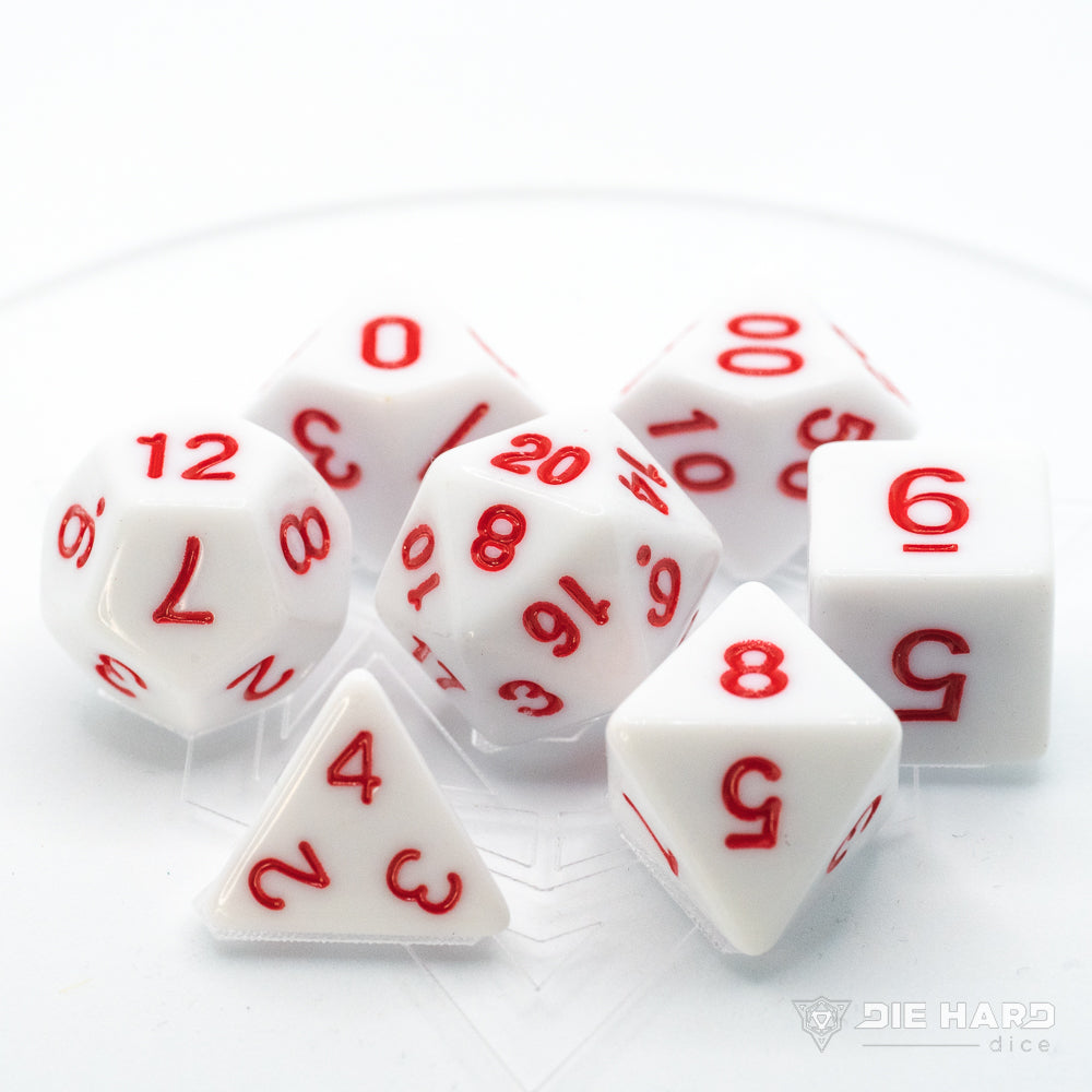 Die Hard: Poly RPG Dice Set: White w/ Pastel Red 