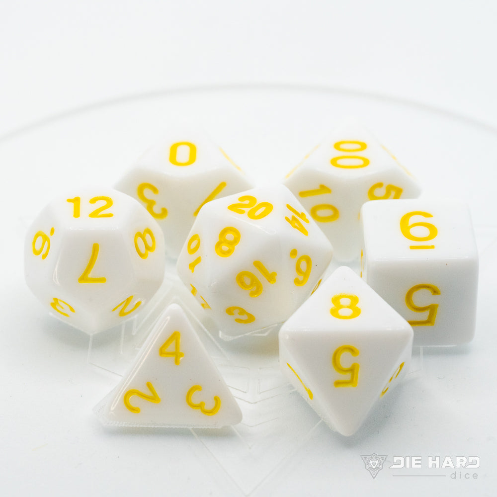 Die Hard: Poly RPG Dice Set: White w/ Pastel Yellow 