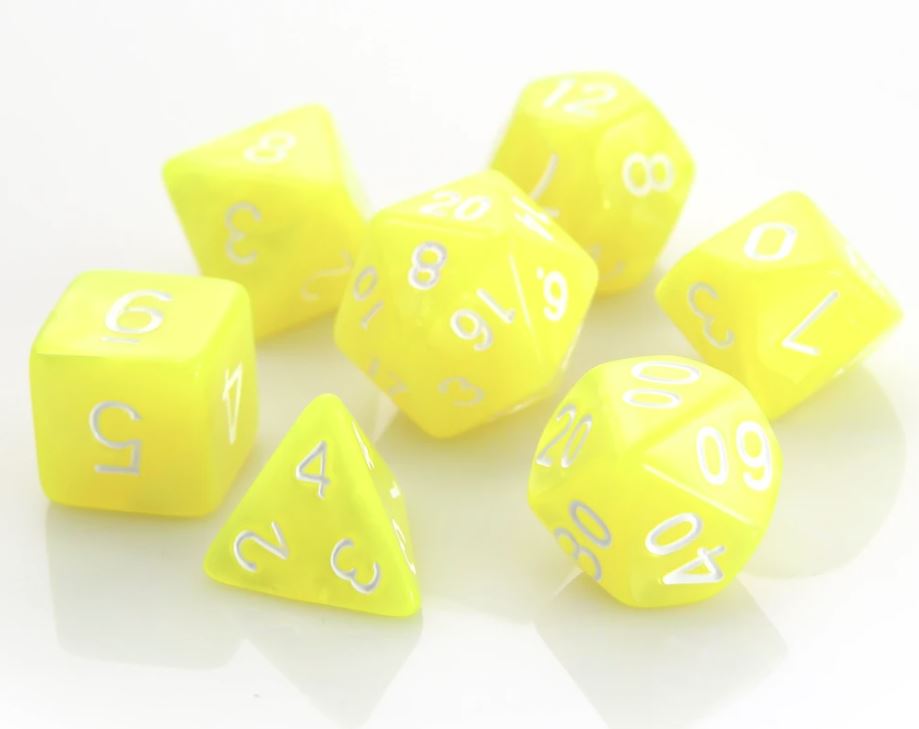 Die Hard: Poly RPG Dice Set: Yellow Swirl w/ White 