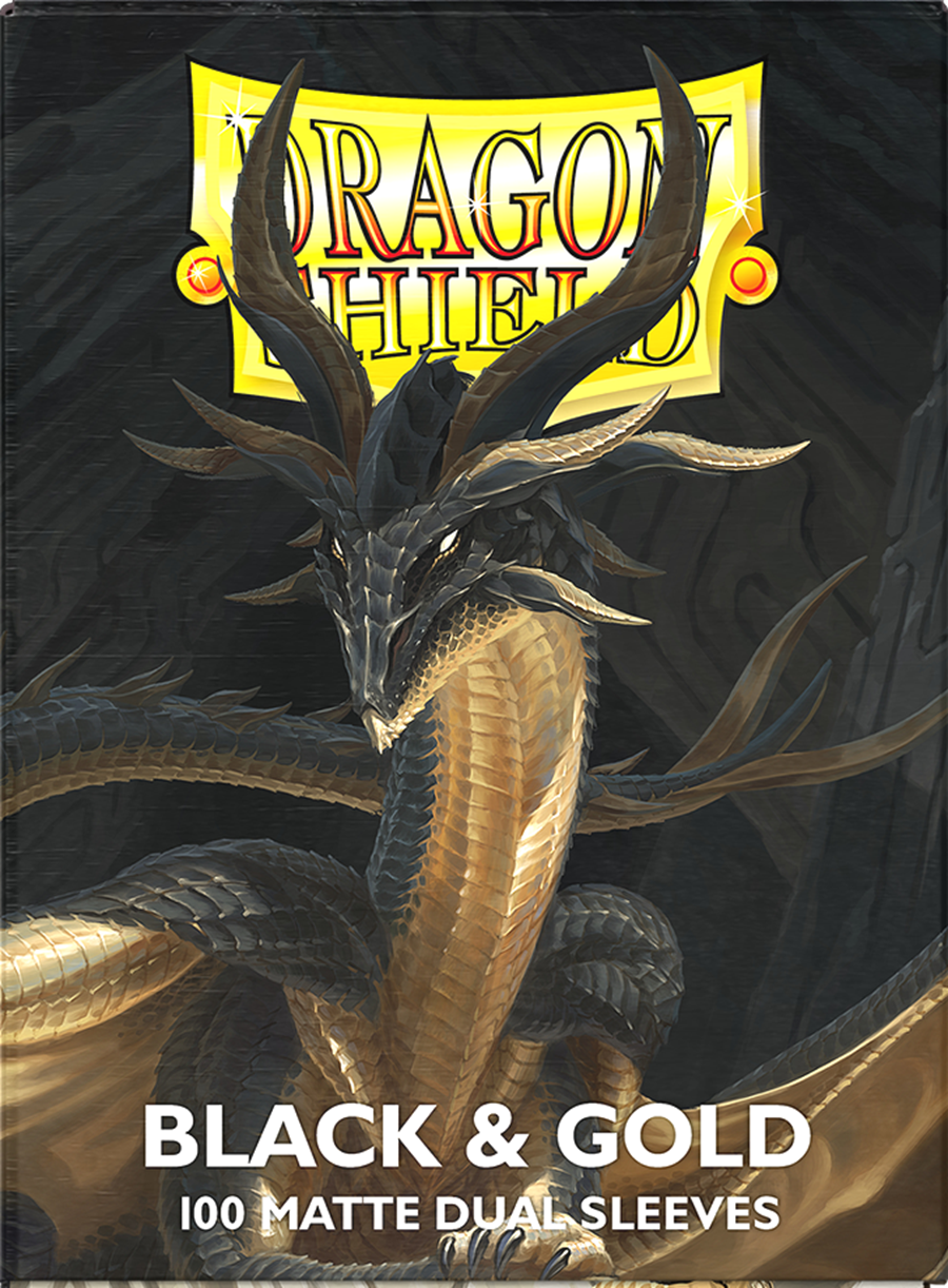 Dragon Shield: Matte Dual Card Sleeves (100): BLACK AND GOLD 