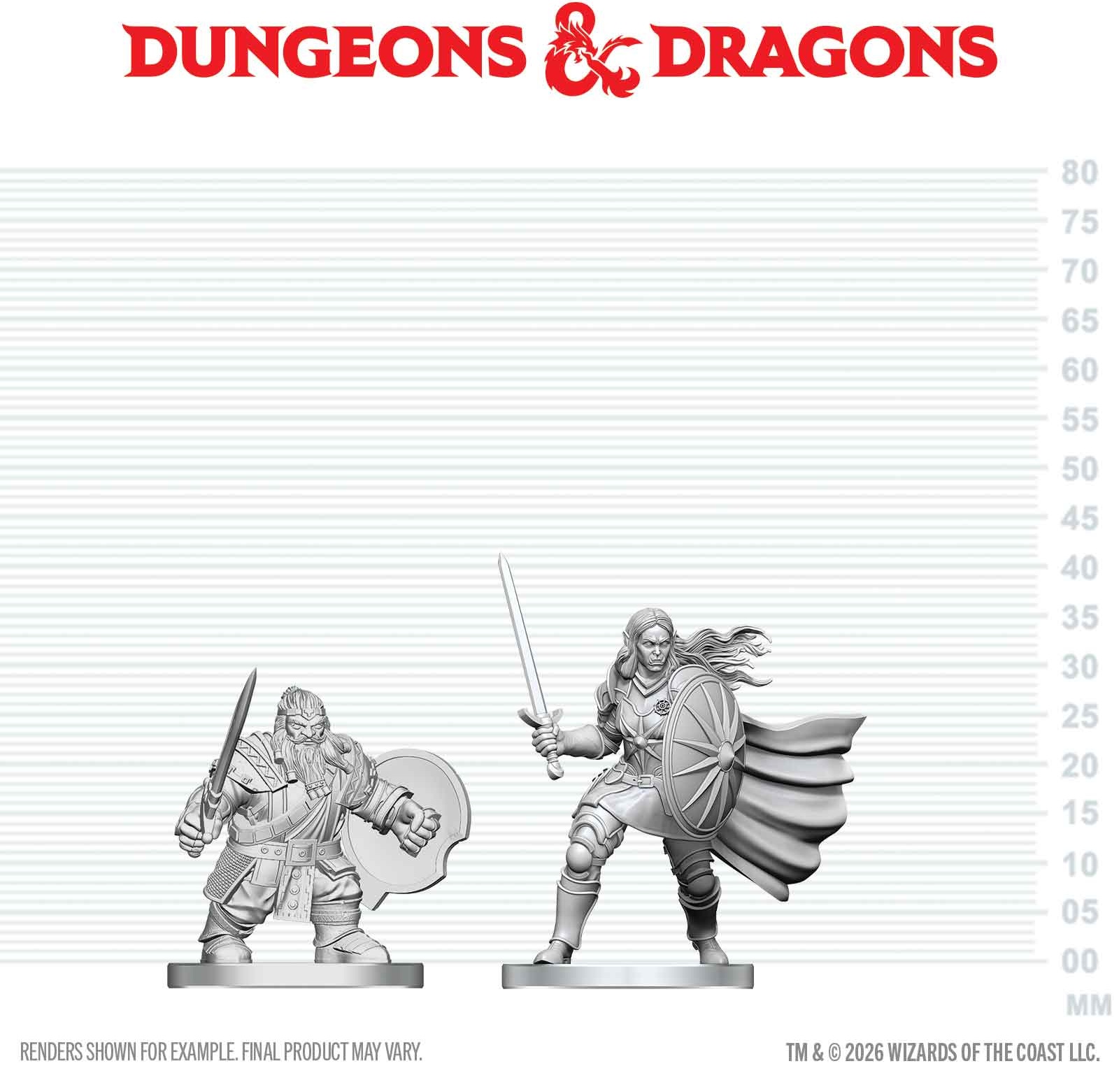 Dungeons & Dragons Nolzur’s Marvelous Miniatures: Dwarf Fighter & Orc Paladin 