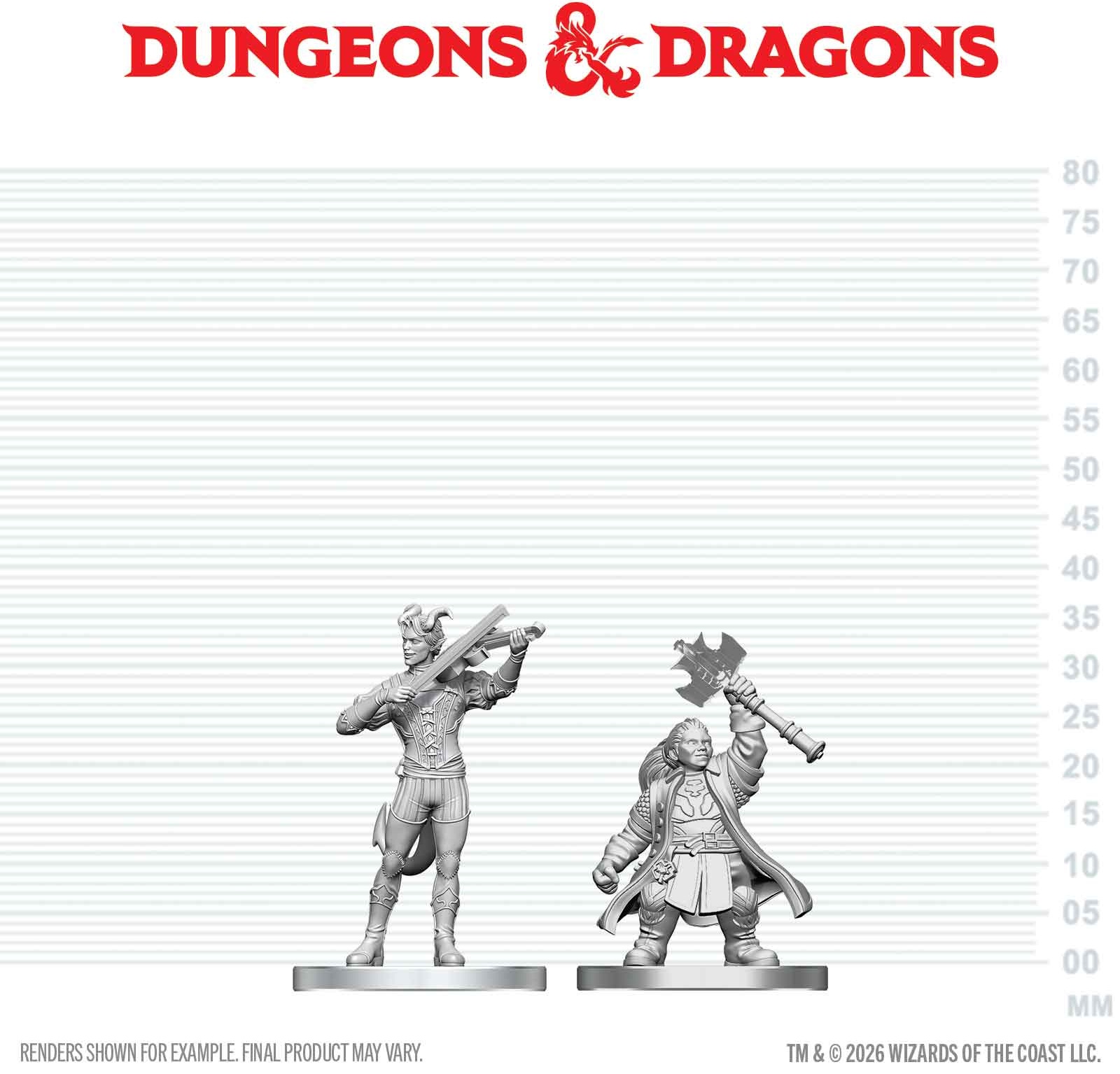 Dungeons & Dragons Nolzur’s Marvelous Miniatures: Tiefling Bard & Dwarf Cleric 